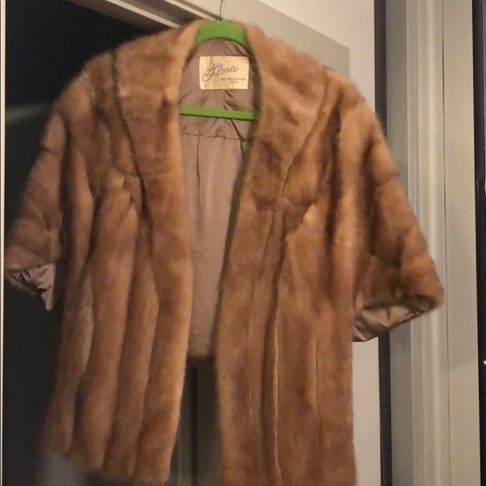 Vintage Mink Fur Shaw/ Stole with Pockets!